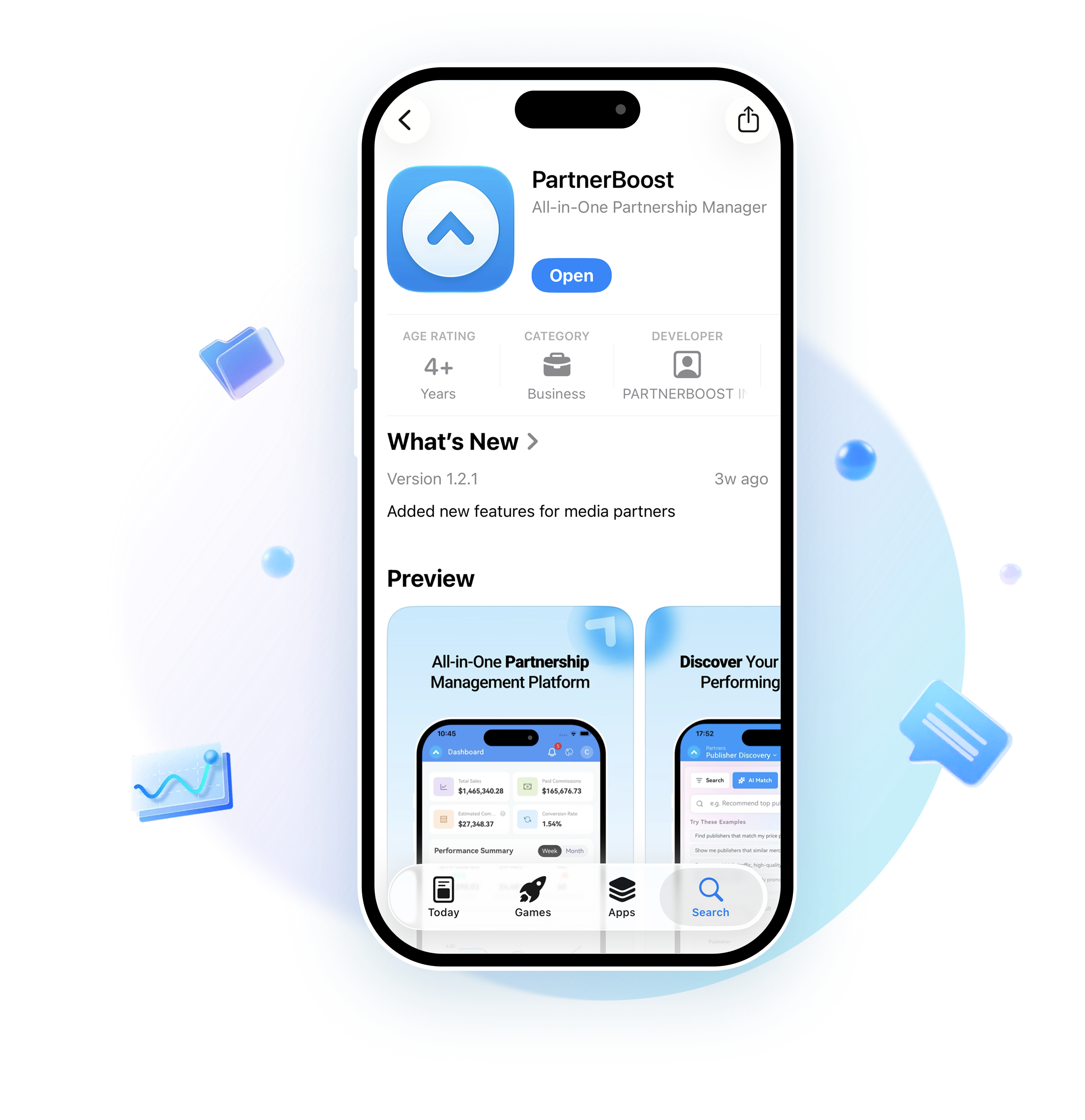 L'application PartnerBoost sur un smartphone